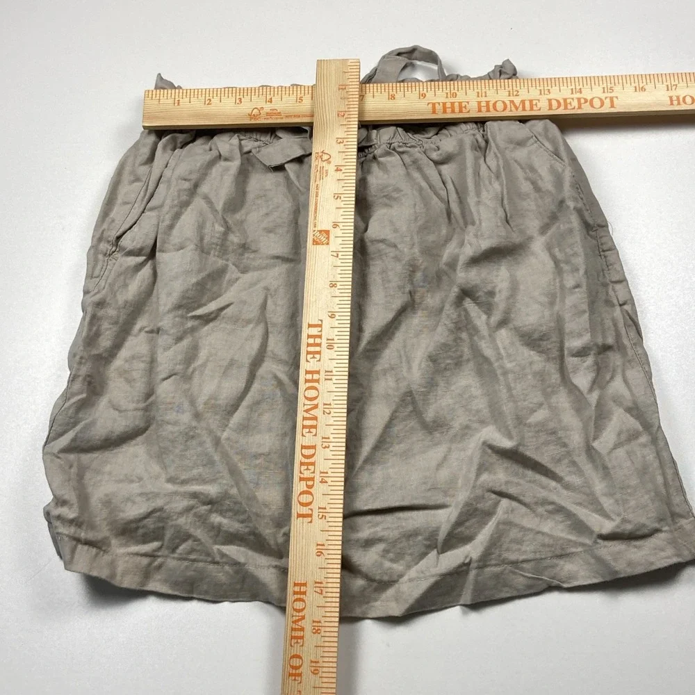 St. Tropez 100% Linen Skirt Size S Beige Drawstring Beachy Vacay Mini w/ Pockets